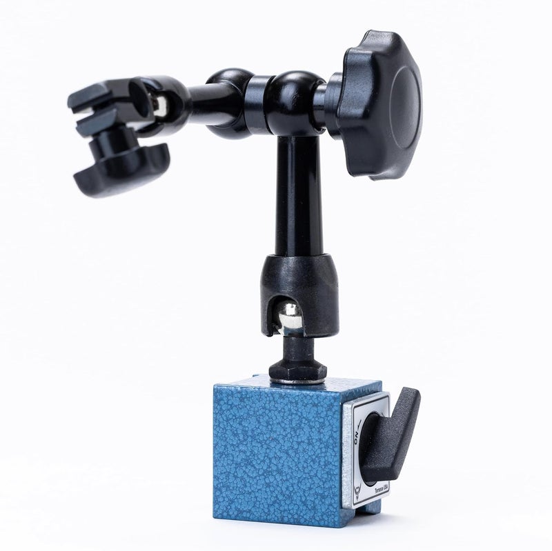 PEC TOOLS Mini Universal Arm Magnetic Base with Mechanical Locking System, 77lb/35kg Holding Force, Fits 6mm & 3/8" Stems & Dovetail, Compact Precision Indicator Stand - Image 3